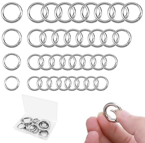 FISH DRAGATE 40 pcs karabiner rund,karabinerhaken 20mm,23mm,25mm,32mm,schlüsselanhänger klein,mini schlüsselring,ringkarabiner für schlüssel,rucksack anhänger,geldbörsen,handtasche und diy handwerk