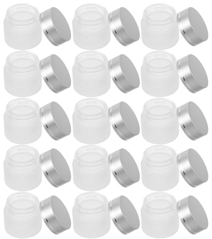 Gogogmee 15 Pièces Pots Verre Mat avec Couvercles Petits Contenants de Voyage pour Crèmes Visage et Yeux Flacons Cosmétiques Rechargeables pour Lotion et Maquillage