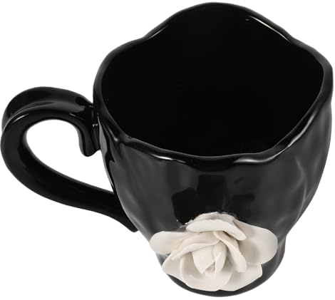 Homoyoyo Tasse à Café en Céramique Vintage avec Motif Rose Blanche 400 Ml, Tasse Originale pour Service à Thé en Porcelaine, Usage Maison et Bureau, Mug Décoratif à Grosse Capacité