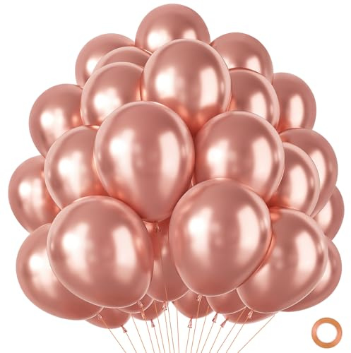 Roséguld ballonger 100 st, födelsedagsdekorationer roséguld ballonger med stark tjock latexballong, heliumballonger för flickor kvinnor födelsedag baby shower årsdag förlovningsexamen, 30 cm
