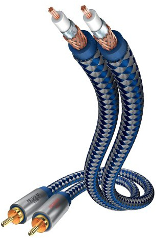 inakustik – 0040405 – Premium Stereo Audiokabel | Für kraftvollen und dynamischen Klang dank eines hohen Kupfergehaltes | 5,0m in Blau | 2-fache Abschirmung - Vollmetallstecker - moderner Geflechtschirm