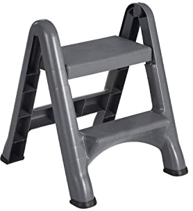 Rubbermaid 4209 EZ Step Folding Stool, 2-Step, Metallic Cylinder