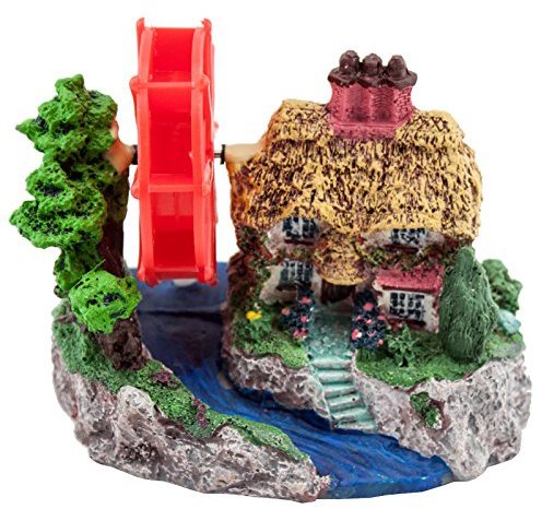 JAD CW-188 dekorativer Luftausströmer Aquarium Haus Mühle Wassermühle Deko 13x8x8cm mit Anschluss für Membranenpumpe / für Luftpumpe