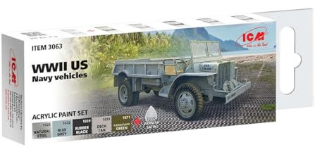 ICM - Acrylic Paint Set For Wwii Us Navy Vehicles |icm|3063| Model Tank Promo