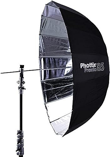 Phottix Premio PH85372 Parapluie parabolique réfléchissant 85 cm Intérieur argenté et extérieur Noir