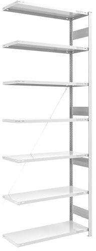 eurokraft | Schwerlast-Steckregal | RAL 7035 | Regalhöhe 3000 mm | Anbauregal | BxT 1000 x 500 mm