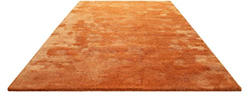Homie Living I Moderner kuscheliger, weicher, Flauschiger Teppich - Läufer für Wohnzimmer, Flur, Schlafzimmer, Kinderzimmer I Sienna I (130 x 190 cm, Orange)