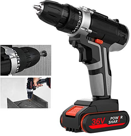 Taladro InaláMbrico, Taladro EléCtrico Multifuncional DoméStico De con BateríA De Iones De Litio, 15 Ajustes De Torque Y Luz De Trabajo Led De Velocidad Variable 12V Dual Speed 2 Power 1 Charge