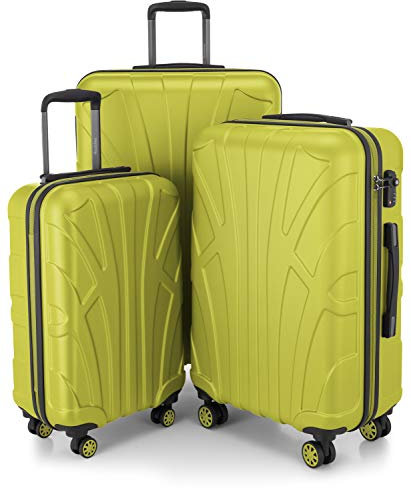 suitline - 3er Koffer-Set Trolley-Set Rollkoffer Hartschalen-Koffer Reisekoffer, TSA, (55 cm, 66 cm, 76 cm), 100% ABS, Matt, Farn