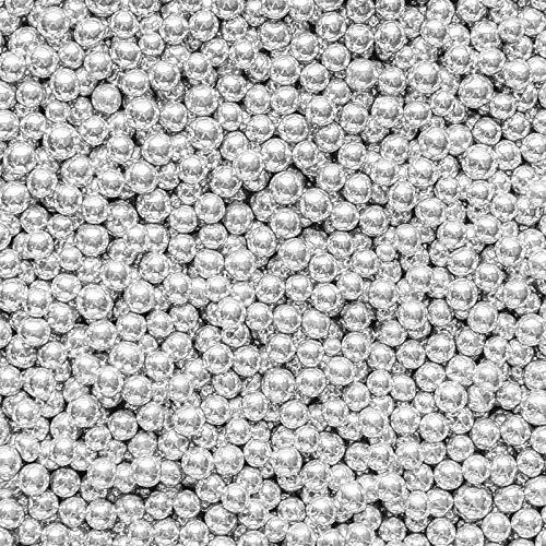 6mm Edible Chocolate Balls Cake or Cupcake Decoration Sprinkles (Silver, 30g)