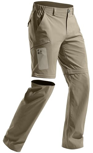 FREE SOLDIER Men's Outdoor Convertible Hiking Pants with Belt Lightweight Quick Dry Tactical Cargo Pants Nylon Spandex (Mud 32W x 32L)