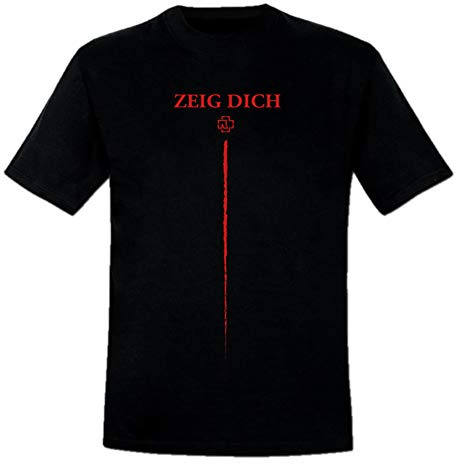 Rammstein Camiseta con texto en alemán Zeig Dich schwarz, Official Band Merchandise Fan Shirt mit Brust- und Rückenddruck, Negro , L