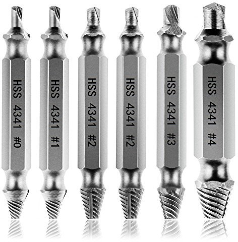 Estrattori Viti Danneggiate, [6 Pcs] Diyife Estrattore Viti, Estrattore Viti Spanate, Dispositivo Di Rimozione Bullone Rotto In Acciaio H.S.S 4341# per Danneggiati/Spellati