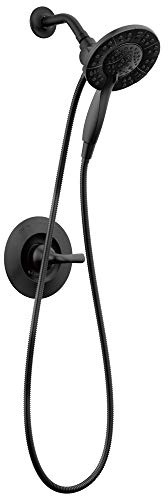 Delta Arvo 14 Series Matte Black Shower Faucet Set with In2ition 2-in-1 Dual Shower Head with HandHeld Spray Combo, Valve Trim Kit, Matte Black 142840-BL-I (Valve Included)