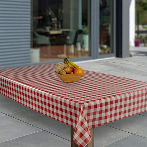 laro Wachstuch-Tischdecke Abwaschbar Garten-Tischdecke Wachstischdecke PVC Plastik-Tischdecken Eckig Meterware Wasserabweisend Abwischbar, Muster:Rot Weiß Karo, Größe:100x200