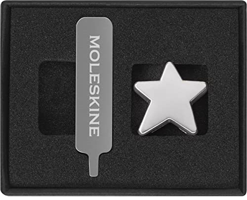 Moleskine-Anstecknadel für Notizbuch oder Agenda, Stern, Sternförmige Brosche, Personalisiere den Gummibandverschluss, Personalisierte Geschenkidee, Farbe Silber