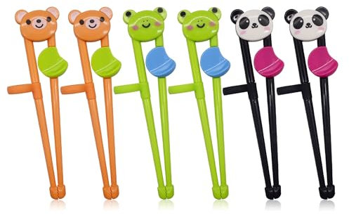 Xiuyer Essstäbchen für Kinder, wiederverwendbar, einfach zu bedienen, für Kleinkinder, Rechts- oder Linkshänder, 6 Paar