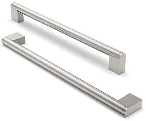 FURNIWARE 10 Pack Brushed Nickel Cabinet Pulls, 256mm(10) Hole Center, A01 | Modern Pulls for Kitchen Cabinets, Chest of Drawers, Bathroom Vanities, & Wardrobe Doors, Home Renovation & DIY Projects
