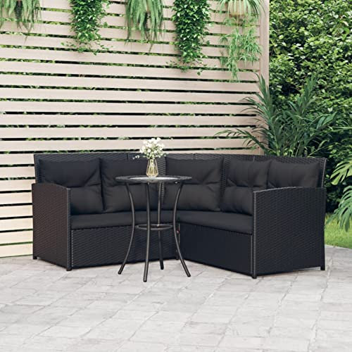 Festnight Gartenlounge Polyrattan Lounge Gartenmöbel Set Rattan L Form Loungemöbel Terrasse Eck Sitzgruppe Garten Terrassenmöbel Ecksofa Ecklounge Gartensofa Rattansofa mit Tisch, Schwarz