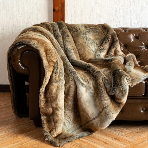 CLOYAO Fellimitat Decke,Kuscheldecke Flauschig,Dicke Wohndecke,Wohndecke Warm Winter Weich,Sofadecke,Tagesdecke,Fellkissen,Sherpa Schafdecke,127 x 152 cm