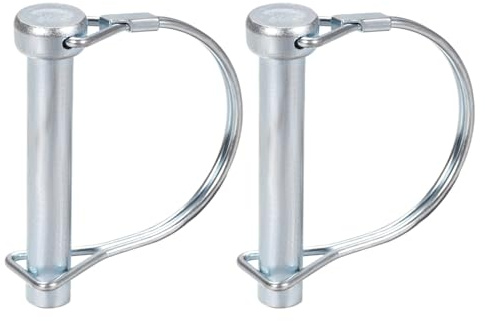 DTGN 2er Pack 10mm x 50mm DxL Wellenverriegelungsstift Silberton | Runder Anhängerkupplungsstift aus Kohlenstoffstahl, Gut für landwirtschaftliche Anhänger Rasen
