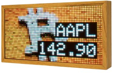 AssetWatch® – Bitcoin & Aktienanzeige im Eichenrahmen | Personalisierbares Crypto Display mit Kursanzeige & Börsenticker | Deko-Gadget für Homeoffice, Büro & Investoren