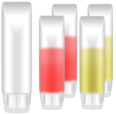 Bewudy 5 Stück Reiseflaschen Leere Röhrchen 30ml Klare Kosmetik Behälter | Weiche Tuben Reisebehälter Nachfüllbare Kosmetikflaschen Leere Tuben zum Befüllen für Shampoo Lotion Lipgloss Handcreme