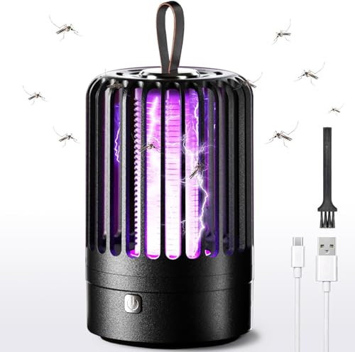 Mückenvernichter-Lampe, elektrischer Mückenvernichter, wiederaufladbarer Fliegenvernichter, tragbarer Insektenvernichter mit Nachtlicht, lockt fliegende Insekten an für Camping im Innen Außenbereich