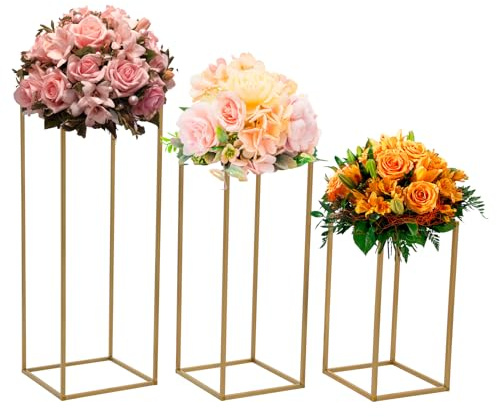 12 Stück Blumenständer, Stehend Pflanzenständer, Gold Vase, Hochzeiten Tafelaufsätze, Metall Blumenvasen für Verlobung/Jahrestag/Party/Zuhause, 3 Größen: 40cm & 60cm & 80cm Hoch