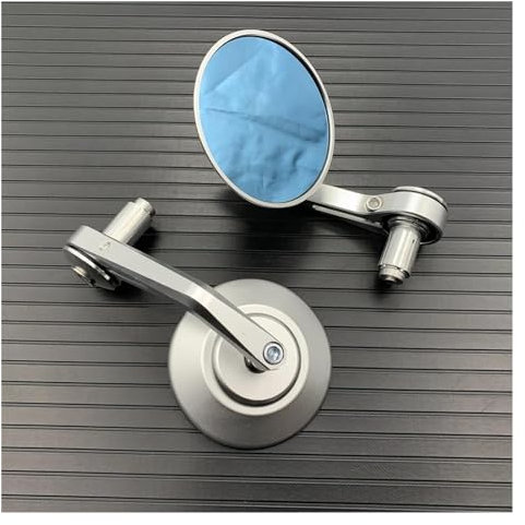 Motorradspiegel Lenker Cafe Racer Scooter Cruiser Rückspiegel Lenkerendenspiegel Für Y&amaha Für MT07 Für MT09 Für MT10 R1 R3 FZ6 Motorradspiegel-Set(SILBER)