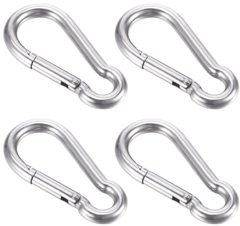4 Stück M8 Karabinerhaken Heavy Duty Schraubkarabiner Edelstahl 304 Edelstahl Karabinerhaken Karabiner Schlüsselanhänger für Rucksack Hundeleine Camping Reisen Wandern