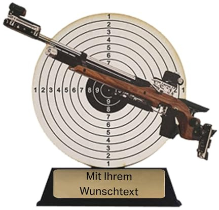 Deitert Holztrophäe Luftgewehr mit Zielscheibe 3er Serie 13,5 cm