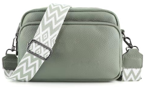TIAASTAP Handtasche Damen Umhängetasche Echtes Leder Crossbody Bag Damen Handytasche zum Umhängen, Umhängetasche Damen Klein Moderne Taschen mit Breitem Schultergurt u 3 fächern