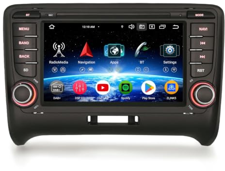 Erisin 8-Kern 4GB+64GB Android 16 Autoradio mit GPS Navi für Audi TT MK2 | 7 Zoll Touchscreen mit Bluetooth 5.0 Apple CarPlay Android Auto WiFi 4G DSP DAB+ USB RDS DVB-T2 TPMS Canbus Lenkradsteuerung