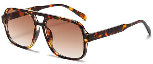 RUNHUIS Vintage 70er Sonnenbrille Damen Herren Retro Große quadratische Rahmen Rechteckige Brille