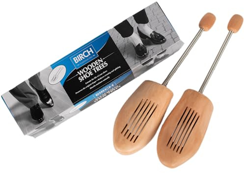 BIRCH Wooden Shoe Trees in Natural Wood | Superior Moisture Absorption | Adjustable Shoe Stretcher for Men’s & Women’s Shoes | Maintains Shape & Prevents Creasing (Men - X Large 10-11 UK / 44-45 EU)