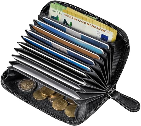 STILORD 'Luxor' Premium Kreditkarten-Etui Echt-Leder Für Herren und Damen - Vintage Leder-Portemonnaie für Herren Damen mit RFID Schutz - Moderne Geldbörse mit Münzfach, Farbe:schwarz