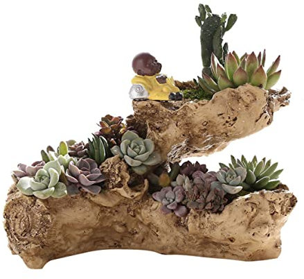 Happyyami Maceta de Resina Imitación de Raíz de Árbol Macetas Decorativas para Suculentas Multicapa de Interior sin Plantas