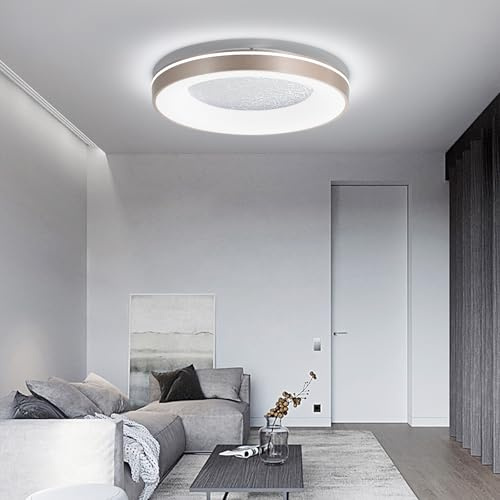 Mikeru Lampada da soffitto ad anello, 40 cm, per soggiorno, camera da letto, 3000 K/4500 K/6500 K, non dimmerabile, colore oro rosa, anello LED per cucina, sala da pranzo