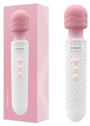 Bed Geek Massagestab, Wand Massager für Muskelentspannung, kabelloses Handmassagegerät mit Memory-Funktion, Stab-Massager aus Silikon, Massagegerät für Frauen, 20 Vibrationsmodi & 8 Geschwindigkeiten
