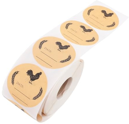 Ciieeo Round Kraft Paper Labels for Egg Carton Packaging Self Adhesive Stickers Write Fresh Chicken Egg Labels Farm Kitchen Use