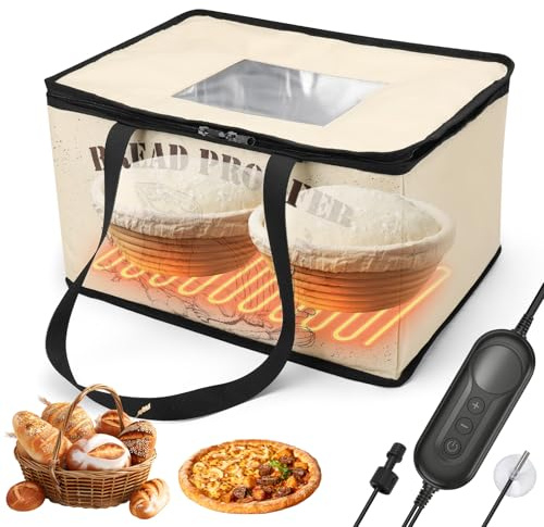 Caja de fermentación para pan con calefacción y sensor de temperatura NTC, 30 l, plegable, con temperatura y temporizador ajustables, para pan, yogur, pizza, enchufe europeo