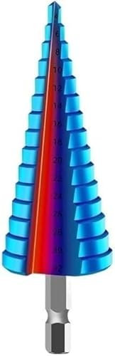 Broca escalonada, 1 pieza, broca escalonada de 4-32 mm, broca de núcleo de metal HSS for trabajar el metal, ranura recta/en espiral, vástago hexagonal de 1/4, cortador de agujeros con revestimiento az
