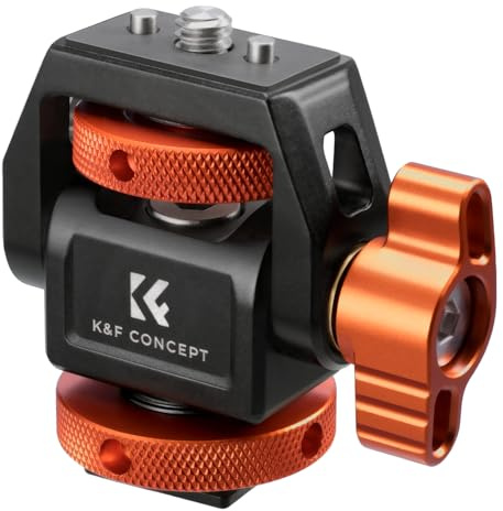K&F CONCEPT Soporte para Monitor de Cámara con Adaptador de Cold Shoe y 1/4 Tornillo, Monitor Mount Ajustable con Giro de 360° e Inclinación de 180°, Carga Máxima 3KG