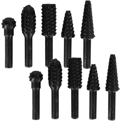 Woodworking Twist Drill Bits, 10PCS Rotary Burr Wood Carving Rasp Files Set Special Shaped Woodworking File Rotation File Tool