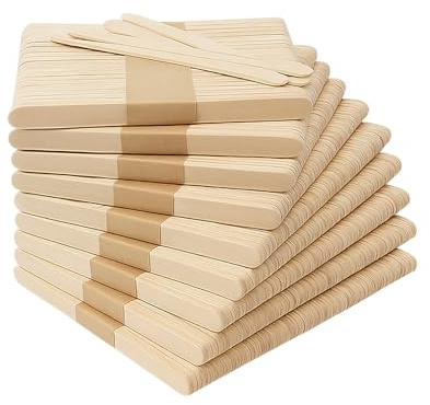Palillos de madera para manualidades – 500 palitos de helado de madera, 112 x 9 mm, para manualidades, manualidades y escuela. Palos de madera ideales para proyectos creativos