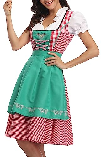 Générique Tenue de Femme Bavaroise,Costume Oktoberfest Sexy Costume Tyrolien Robe Bavarois Tablier déguisement Halloween sorcière sorciere