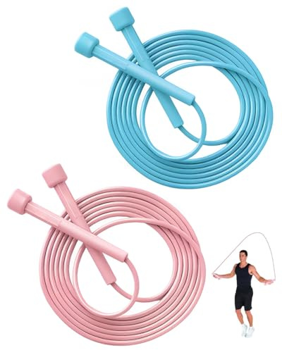 JUKOTA 2 Pezzi Corda per Saltare Regolabile per Bambini,Corda per Saltare da 280 CM Lunghezza con Impugnatura,per Ragazzi,Ragazze,Adulto,Fitness,Allenamento,Giochi(Rosa,Blu)
