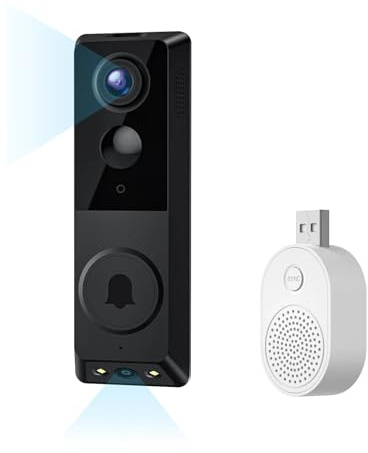 VEKELETE Smart Video Doorbell Dual Camera Interphone Wifi Door Bell Waterproof IR Motion Detection Ring Doorbell Home Security(USB Plug Chime)