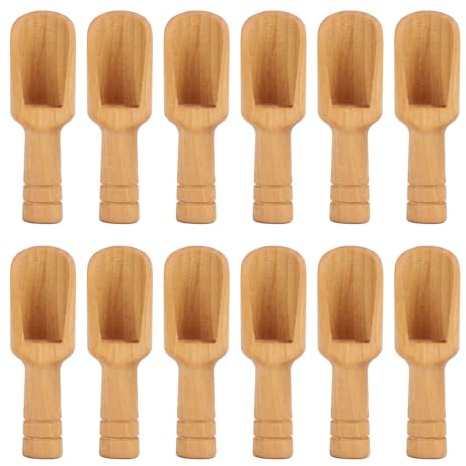 Pequeñas cucharadas de madera con cuchara de sal de mini baño ecológico para la cocina en casa